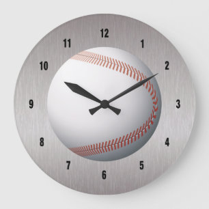 Baseball White & Red Design Große Wanduhr