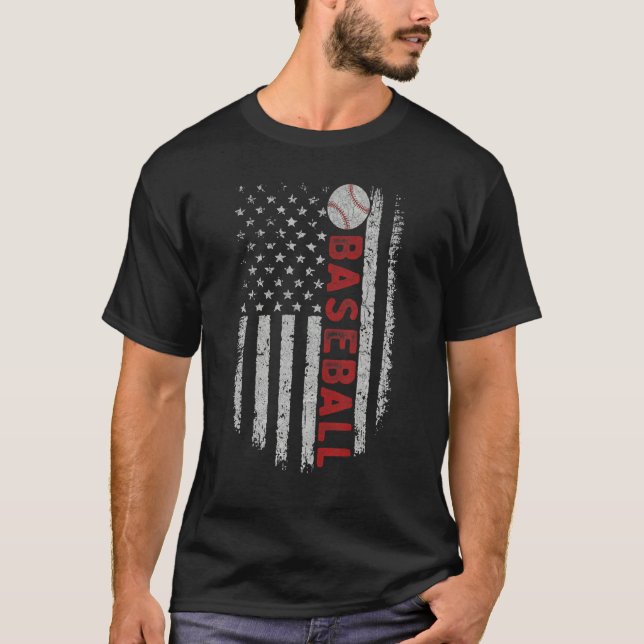 Baseball With US American Flag For Patriotic Baseb T-Shirt (Vorderseite)