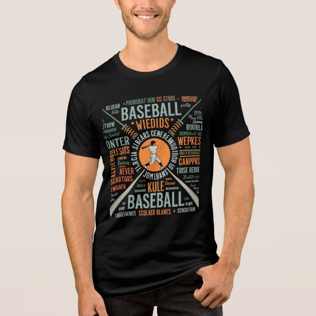 Baseball Word Art Design Tri-Blend Shirt (Vorderseite)