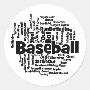 Baseball-Word-Wolke Runder Aufkleber