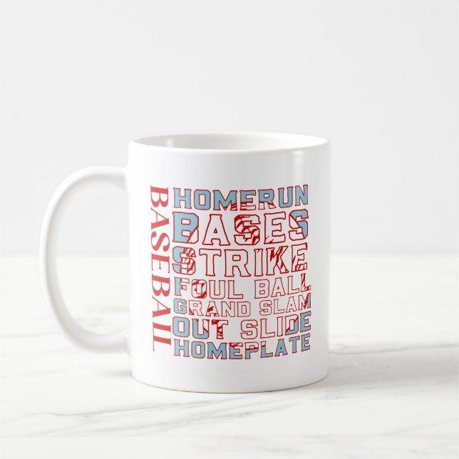 Baseball Words Coffee Tasse (Links)
