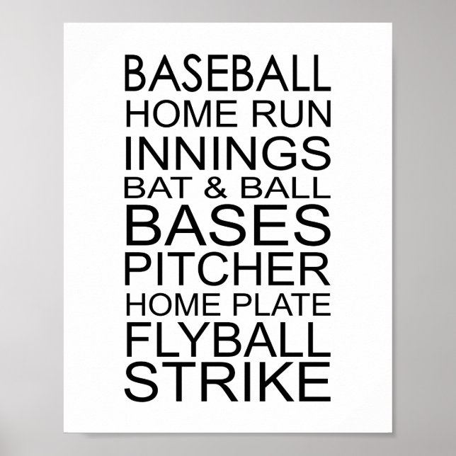 Baseball-Wörter und -PhrasenTypografie Poster (Vorne)