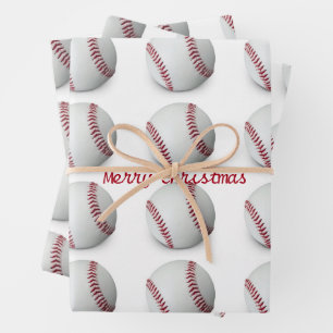 Baseball Wrapping Paper Flat Sheet Set 3 Geschenkpapier Set