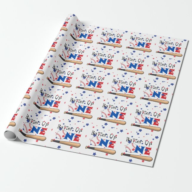 Baseball-Wrapping Paper zum ersten Geburtstag star Geschenkpapier (Ungerollt)