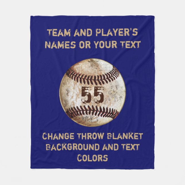 Baseball-Wurfdecke mit Ihrem TEXT und Farben Fleecedecke (Vorderseite)