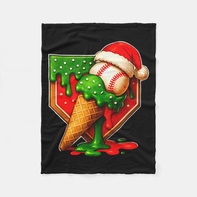 Baseball Xmas Christmas Baseball Ice Cream Drip Bo Fleecedecke (Vorderseite)