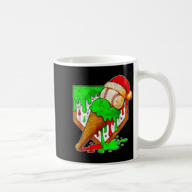 Baseball Xmas Christmas Baseball Ice Cream Drip Bo Kaffeetasse (Rechts)
