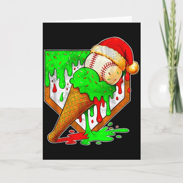 Baseball Xmas Christmas Baseball Ice Cream Drip Bo Karte (Vorderseite)