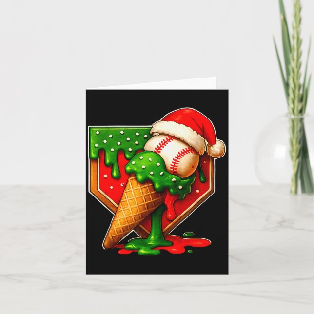 Baseball Xmas Christmas Baseball Ice Cream Drip Bo Karte (Vorderseite)