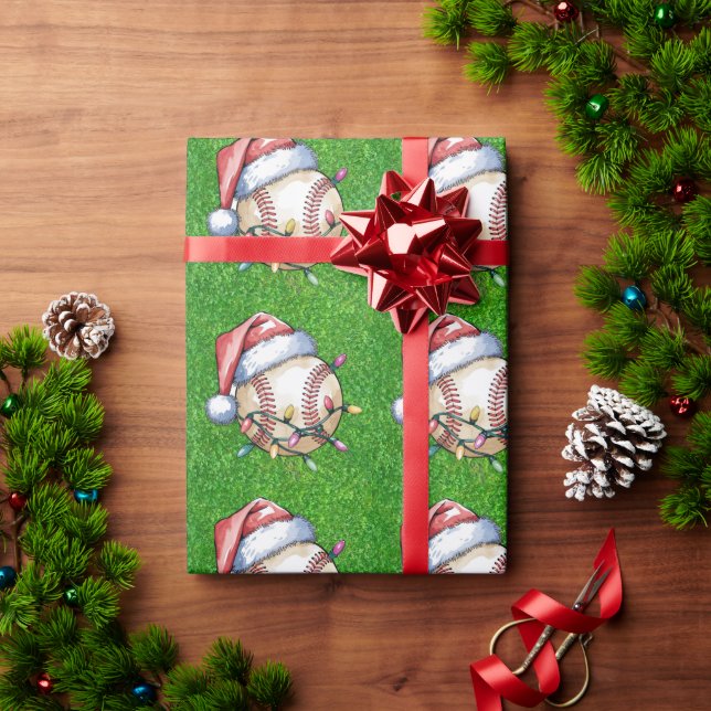 Baseball zu Weihnachten Geschenkpapier (Feiertagsgeschenk)