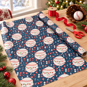Baseball zu Weihnachten mit Namen für Kinder   Geschenkpapier