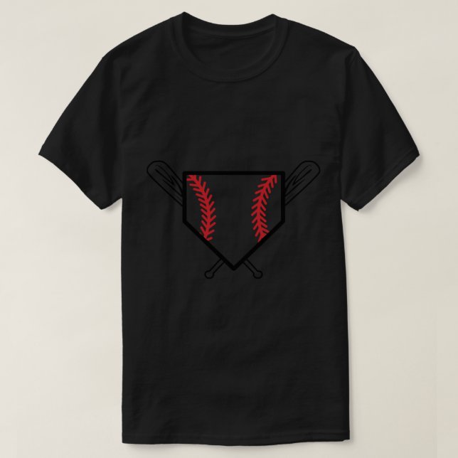Baseball-Zuhause mit Fledermausaufkleber T-Shirt (Design vorne)