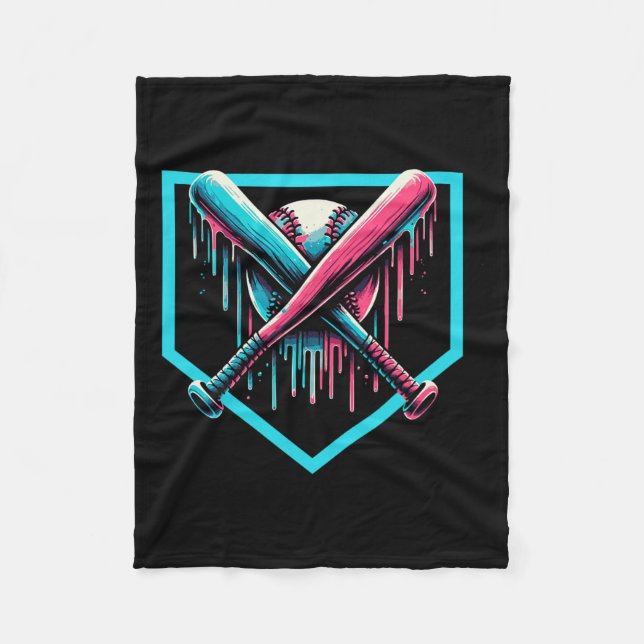 Baseball Zuhause Plate Tropfen Boys Baseball Bat Fleecedecke (Vorderseite)