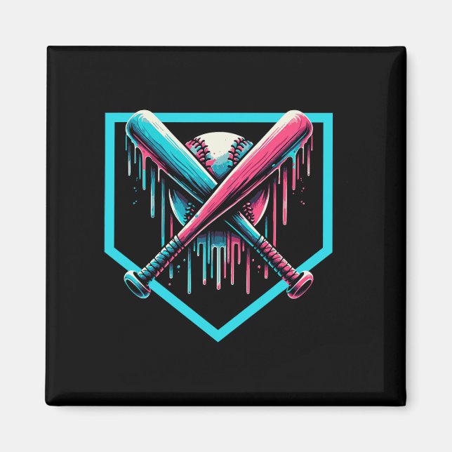 Baseball Zuhause Plate Tropfen Boys Baseball Bat Magnet (Vorne)