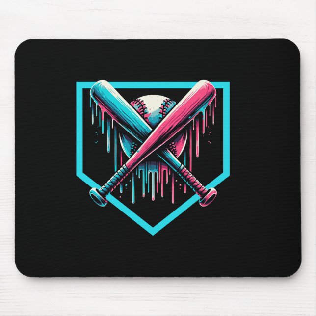 Baseball Zuhause Plate Tropfen Boys Baseball Bat Mousepad (Vorne)