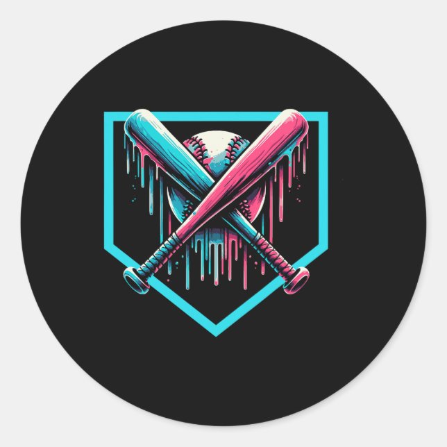 Baseball Zuhause Plate Tropfen Boys Baseball Bat Runder Aufkleber (Vorderseite)