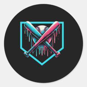 Baseball Zuhause Plate Tropfen Boys Baseball Bat Runder Aufkleber