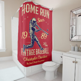 Baseball-Zuhause-Run Geben Sie Ihr Namensdatum und Duschvorhang