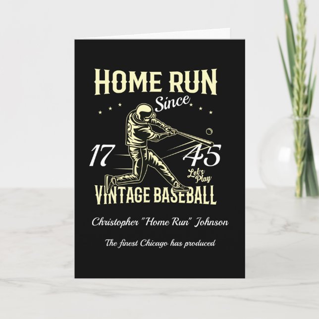 Baseball Zuhause Run Retro Birthday Karte (Vorderseite)