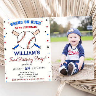 Baseball Zweite dritte Geburtstags Party Batter Up Einladung