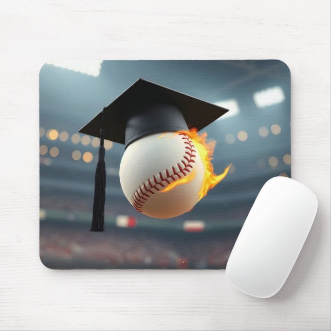 Baseballabschluss mit Flammen Mousepad (Mit Mouse)