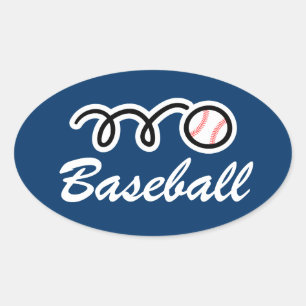 Baseballaufkleber in Ovalform   personalisierbar Ovaler Aufkleber