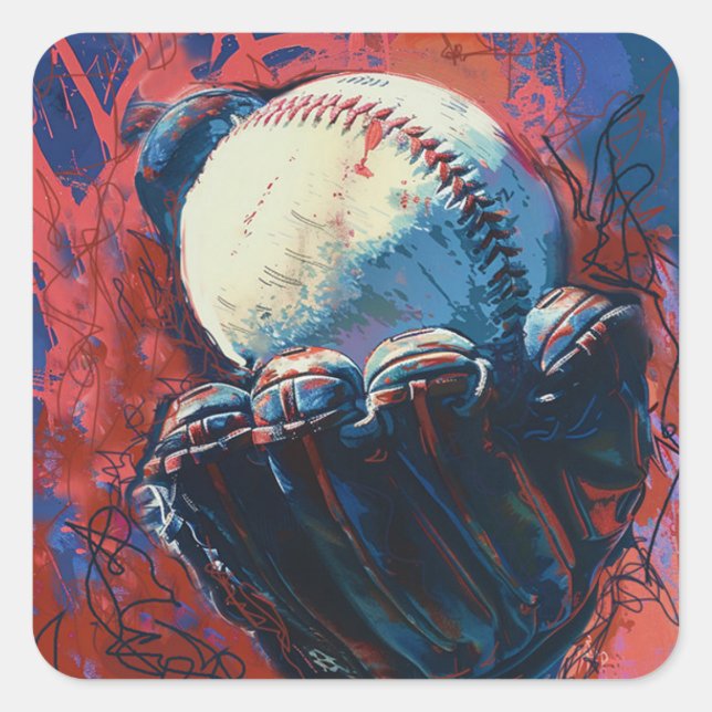 Baseballaufkleber Quadratischer Aufkleber (Vorderseite)