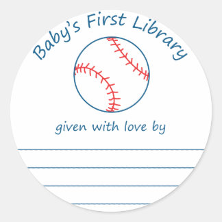 Baseballbabys erstes Buchzeichen in der Bibliothek Runder Aufkleber