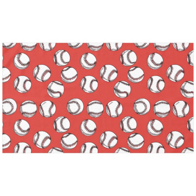 Baseballball auf rotem Hintergrund Tischdecke (Vorderseite (Horizontal))