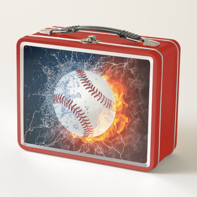 Baseballball Metall Brotdose (Vorderseite)