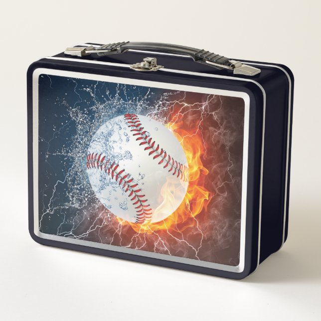 Baseballball Metall Brotdose (Vorderseite)