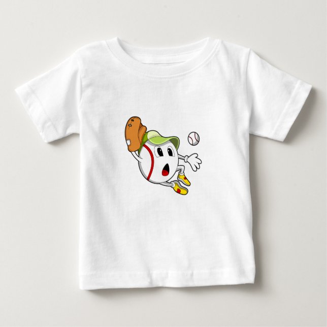 Baseballball mit Baseballhandschuh und -kappe Baby T-shirt (Vorderseite)