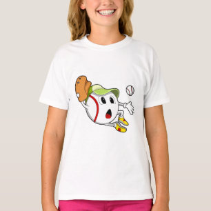 Baseballball mit Baseballhandschuh und -kappe T-Shirt