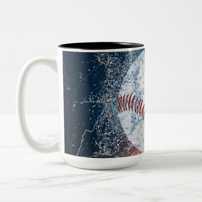 Baseballball Zweifarbige Tasse (Links)
