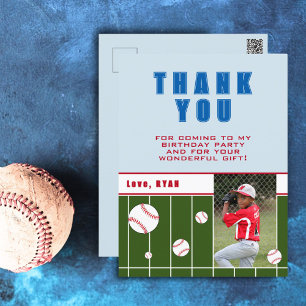 Baseballbälle Kinder Geburtstagsfoto Danke Postkarte
