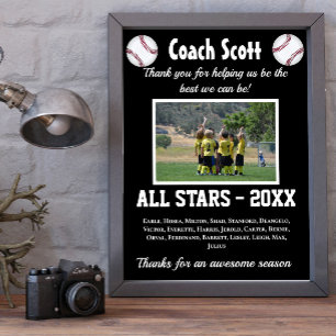 Baseballcoach-Geschenk mit Team-Foto Poster