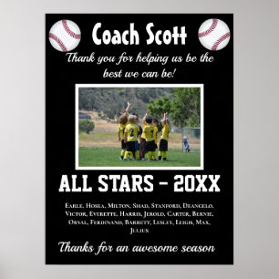 Baseballcoach-Geschenk mit Team-Foto Poster