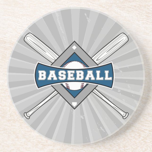 Baseballdiamantenlogo, grau-blau getränkeuntersetzer (Vorne)