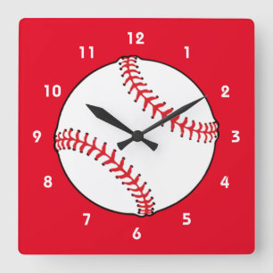 Baseballeckwand Quadratische Wanduhr