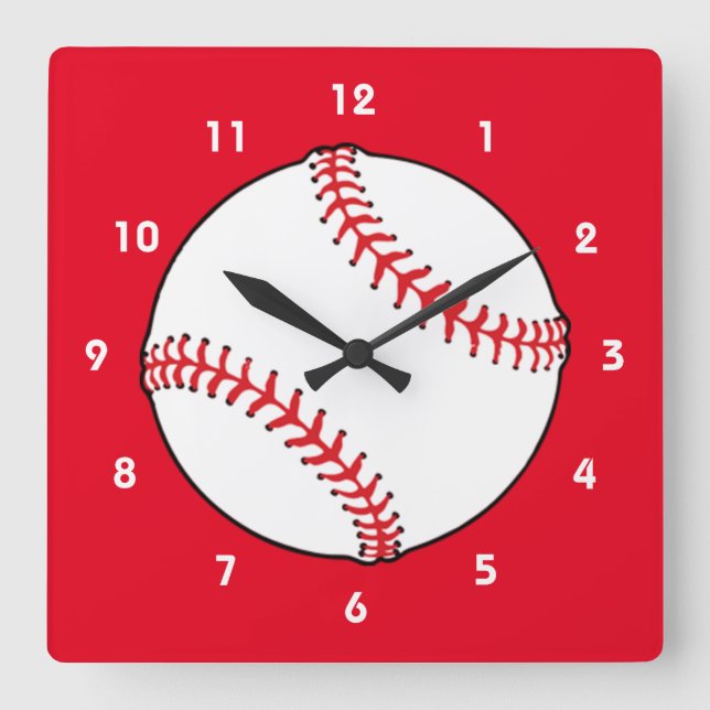 Baseballeckwand Quadratische Wanduhr (Vorderseite)