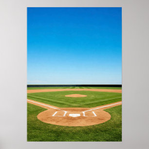Baseballfeld unter strahlend blauem Himmel Poster