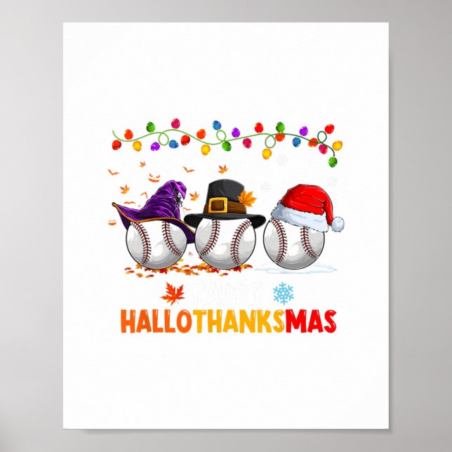 Baseballhalloween Erntedank Weihnachtsfeier Poster (Vorne)