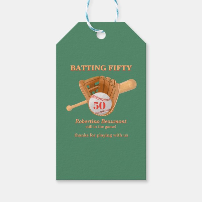 Baseballhandschuh Batting Fifty Männer 50. Geburts Geschenkanhänger (Vorderseite)