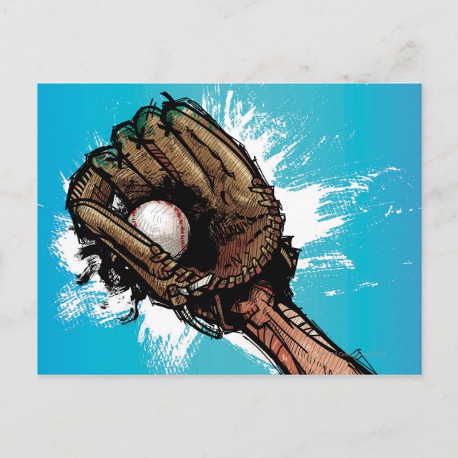 Baseballhandschuh mit Baseball Postkarte (Vorderseite)