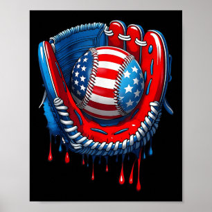 Baseballhandschuh-Tropf-Junge Eiscreme Patriotisch Poster