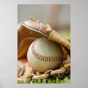 Baseballhandschuh und Ball Poster