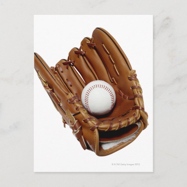 Baseballhandschuh und Ball Postkarte (Vorderseite)