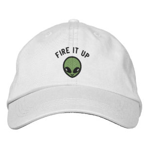 Baseballhut - bestickte Alien + Feuer auf Baseballkappe
