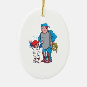 Baseballkind, das mit dem Schiedsrichter streitet Keramikornament