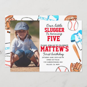 Baseballkindergeburtstags-Fotoeinladung Einladung